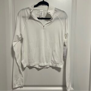 Athleta Momentum Seamless Crop Half Zip White Pullover Size XL NWT
